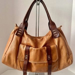 Sophia C brown leather shoulder tote bag